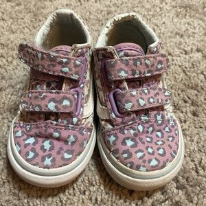 Vans Pink and White Leopard Print Sneakers